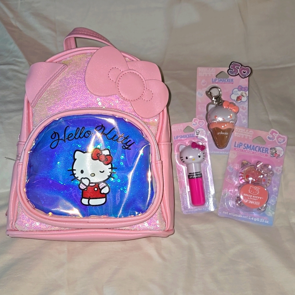 Hello Kitty PU Leather Backpack and a Lip Smacker Trio of Balms